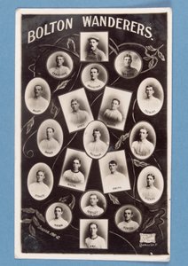 ボルトンワンダラーズFC選手のポストカード、シーズン1911-12（bw litho） 作： English School