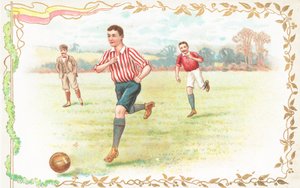サッカーをする男性がいるポストカード 作： English School