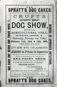 1891年にロンドンのイズリントンにある王立農業ホールでのクルーフトドッグショーの広告ポスター 作： English School