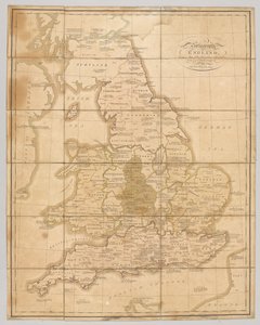 イングランドのプレハグラフィー、その中で戦われた主要な戦いを示すその王国の地図、1807 作： English School