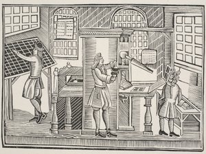 印刷所、1710年頃 作： English School