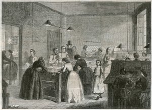 Great Coram Streetにある印刷会社（Victoria Press）。コンポジターとして女性を雇用しています。 作： English School