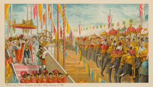 1877年1月1日、インド-デリーのビクトリア女帝を宣言 作： English School