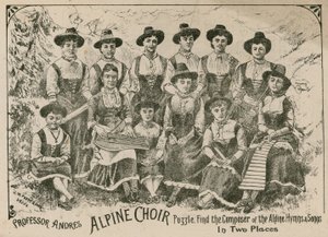 アンドレ教授、アルパイン合唱パズル：アルパインの賛美歌と歌の作曲家を2か所で見つける 作： English School