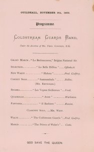 1866年11月9日、ロンドンのギルドホールでの宴会プログラム
