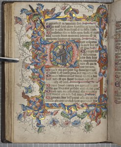 サルム暦のついたプサルター、Fol40裏面、1425-75年頃（ベラムにインク、絵具、金彩 作： English School