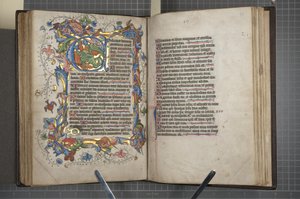セイラム式文の詩篇、Fol 72 verso fol 73 recto、c.1425-75（ベラムにインク、ペンキ、金） 作： English School