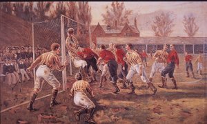 サッカーをする公立学校の少年たち 作： English School