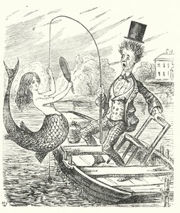 パンチ・カートゥーン：人魚を捕まえる漁師（エングレービング 作： English School