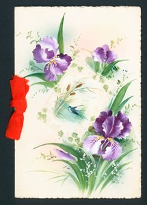 紫色のアイリスの花、カード 作： English School