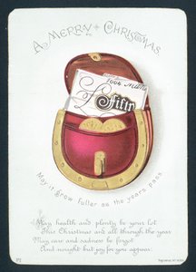 お金がいっぱい入った財布、クリスマスカード 作： English School