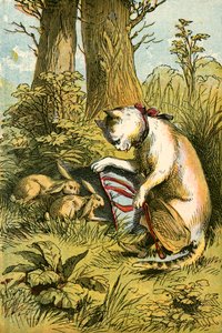 ウサギを捕まえる猫 作： English School