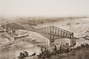 カナダのセントローレンス川に架かるケベック橋、HGウェルズ「歴史の概要」第2巻、1920年出版 作： English School
