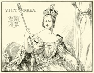 ビクトリア女王（ジョージヘイター卿による戴冠式の肖像画の後）（紙にインク） 作： English School
