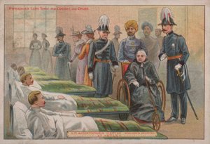 1898年、ハンプシャーのネットリー病院で負傷したイギリス兵を訪ねるビクトリア女王 作： English School
