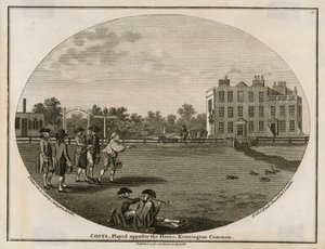 1788年の辞任、ケニントンコモンのホーンズの反対側でプレー 作： English School