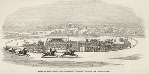 小麦クロフトでのレース：1845年11月15日の「The Illustrated London News」より、ラソンズカップを獲得したトンプソン大佐の「ハムレット」 作： English School
