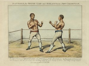 アイルランド人のランダルとユダヤ人のベラスコ（ウィリアムスによるカラー銅版画 作： English School