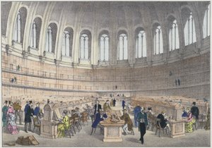 ロンドンの大英博物館の閲覧室（彩色済み彫刻 作： English School