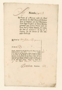 1713年の市民リスト宝くじの領収書 作： English School