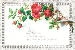 赤いバラと蝶、クリスマスカード 作： English School