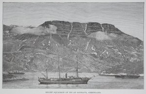 パブ、グリーンランドのゴドハウンにある1884年の救援中隊。ロンドン1886 作： English School