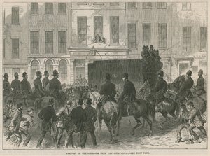 バウストリートの裁判所からのフェニアン囚人の連れ去り 作： English School