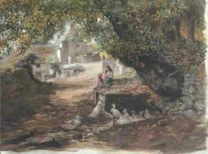日陰での休息」1880年頃（水彩・紙） 作： English School
