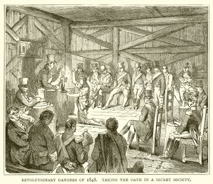 1848年の革命的危険。秘密結社での誓い 作： English School