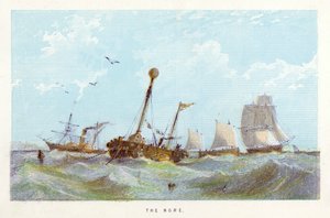 テムズ川。The Nore（彩色済み彫刻 作： English School
