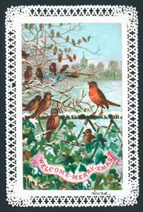 枝、クリスマスカードで歌うロビン 作： English School