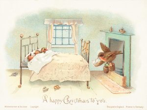 ベッドで眠っているロビン！クリスマスカード 作： English School
