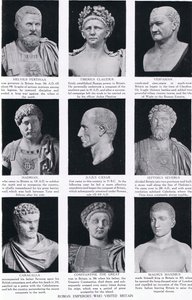 英国を訪れたローマ皇帝、ハチソン国の歴史、1910年頃のイラスト 作： English School