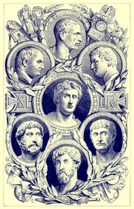 ローマ皇帝、「世界の挿絵の歴史」のイラスト、1880年に出版（デジタル処理された画像） 作： English School