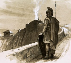 国境の壁を守るローマの兵士 作： English School