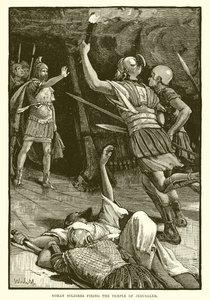エルサレムの神殿を攻撃するローマの兵士 作： English School