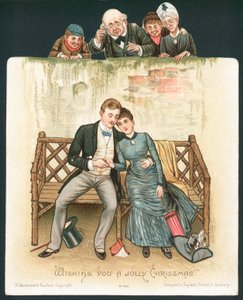 見られている座席、クリスマスカードのロマンチックなカップル 作： English School