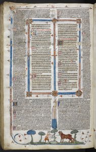 ロイヤル 10 E IV フォル。 294v 雄牛を攻撃する男、Smithfield Decretals (Gregory IX の Decretals) c.1340 (ベラム) 作： English School