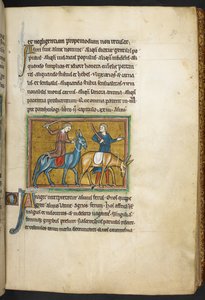 ロイヤル 12 F.XIII、f.39   お尻の男二人で男二人。 、 Bestiary (ff. 3-141)、 Lapidary (ff. 141v-149) から  、13世紀の第2四半期（ベラム）