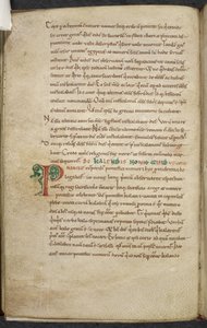 Royal 13. A.XI, f.47vInitial P.De temporum ratione. Bede the Venerable. Computus と天文学に関する作品の雑多. 11 世紀-12 世紀 作： English School