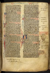 Royal 14 C.VII ff.86v ボーダー装飾、ライオンハートのリチャードの紋章付き、「Matthew Paris, Historia Anglorum, Chronica Majora, Part III」のイラスト 作： English School