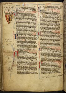 Royal 14 C.VII ff.86v ボーダー装飾、ライオンハートのリチャードの紋章付き、「Matthew Paris, Historia Anglorum, Chronica Majora, Part III」のイラスト