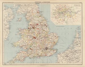 ロイヤルアトラス、1900年頃：郡と自治区（カラーリソ） 作： English School