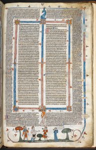 Royal MS 10 IV f.294r 中世の人物と周辺装飾、「Smithfield Decretals」のイラスト (ベラム) 作： English School