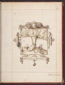 ロイヤル MS 18 A XLVIII, fol. 12r、George Gascoine の Hemetes the Hermit のプレゼンテーション コピーからのラテン語のモットーのエンブレム 作： English School