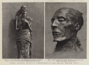 エジプトのブーラック博物館で最近解体された王家のミイラ（彫刻作品 作： English School