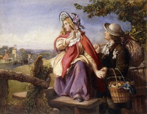 素朴な恋人たちがスタイルを横断する、1860年頃 作： English School