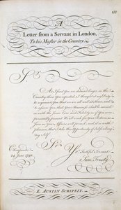 文字の型紙からのサンプル文字、c.1740 作： English School