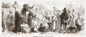 サムソン・セリング・インダルジェンス、ジェームス・エイトケン・ワイリー（1808-1890）によるパブのプロテスタンティズムの歴史のイラスト。 1878 作： English School