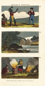 ネイティブ・アメリカンの刀鍛冶58、北アメリカのビーバー（Castor canadensis）59、インディアンが木製の樽で熱した石で水を沸かすのを見るサミュエル・ハーン 60